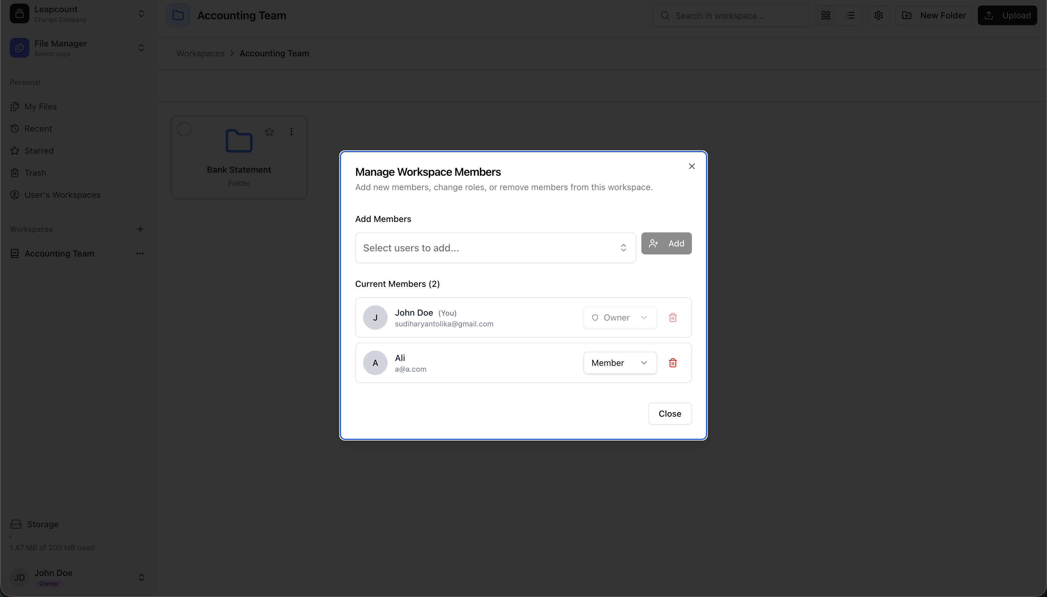 LeapCount Files - Team Collaboration
