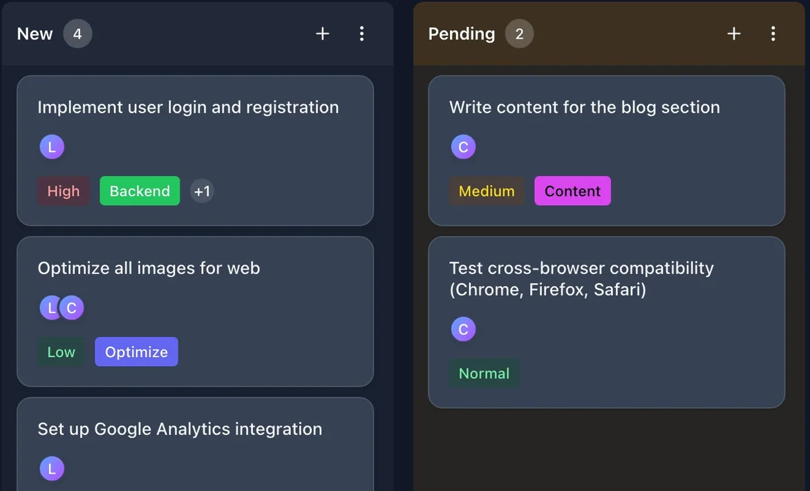 LeapCount Project Board - Kanban View