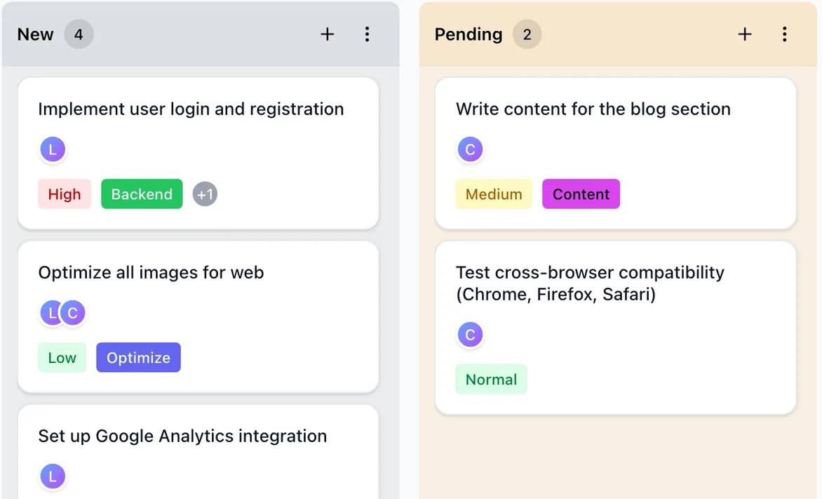 LeapCount Project Board - Kanban View
